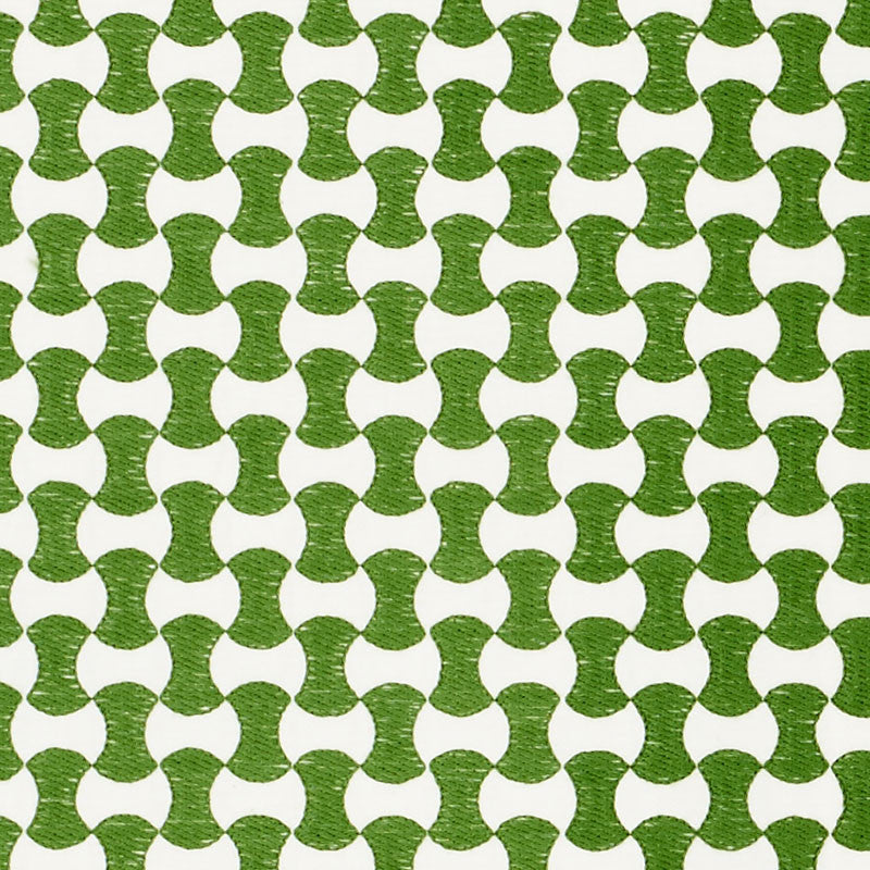 Nolita Embroidery Green 70375 by Schumacher Fabric ESSENTIALS: SMALL-SCALE UPHOLSTERY I See Sample INDIA - </p><p>Repeat: Horizontal: 3/4" (2CM) and Vertical: 1 1/2" (4CM) 50 5/8" (129CM) - Fabric Carolina -