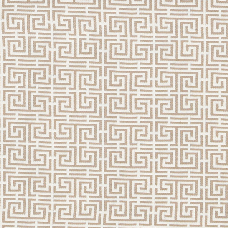 Chinois Fret Natural/Ivory 70563 by Schumacher Designer Fabric ESSENTIALS: SMALL-SCALE UPHOLSTERY I See Sample FRANCE HEAVY DUTY </p><p>Repeat: Horizontal: 2 1/4" (6CM) and Vertical: 2 3/8" (6CM) 53 1/2" (136CM) - Swanky Fabrics -