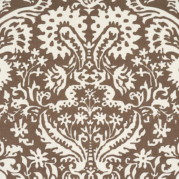 Suffolk Damask Brown 182120 by Schumacher Fabric Veere Grenney 27.0" - Fabric Carolina -