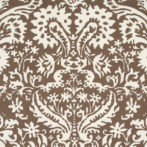 Suffolk Damask Brown 182120 by Schumacher Fabric