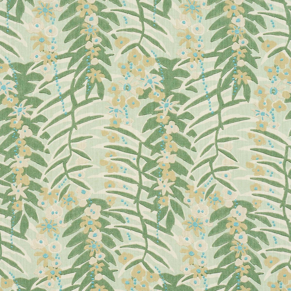 Ashbee Botanical Aqua 182152 by Schumacher Fabric Craft Revival 13.5" - Fabric Carolina -