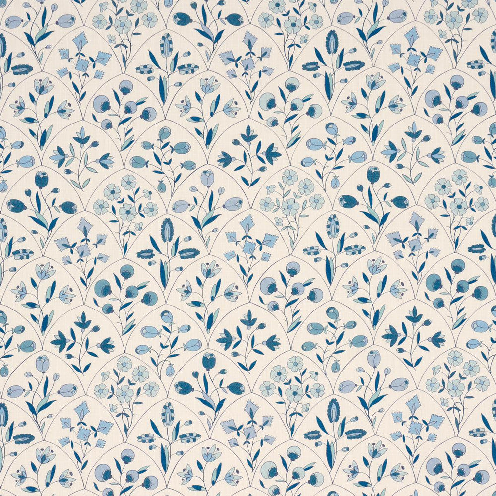 Frances Floral Indoor/Outdoor Blues 182160 by Schumacher Fabric Craft Revival 27.0" - Fabric Carolina -