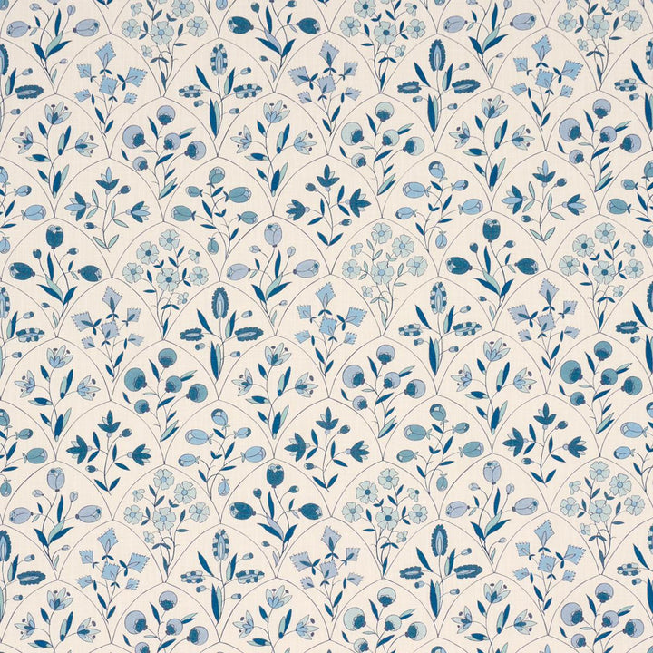 Frances Floral Indoor/Outdoor Blues 182160 by Schumacher Fabric Craft Revival 27.0" - Fabric Carolina -