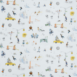 Joana Avillez'S Street Scenes Multicolor On Sky Blue 182330 by Schumacher Fabric