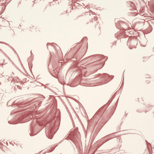 Toile De Fleurs Rouge 5009122 by Schumacher Wallpaper