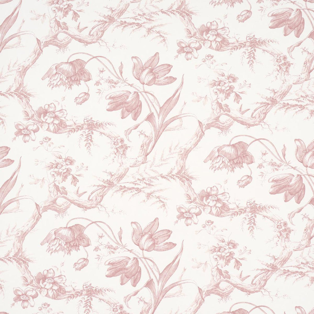 Toile De Fleurs Pink 5009123 by Schumacher Wallpaper Perennial Favorites 13.5" - Fabric Carolina -