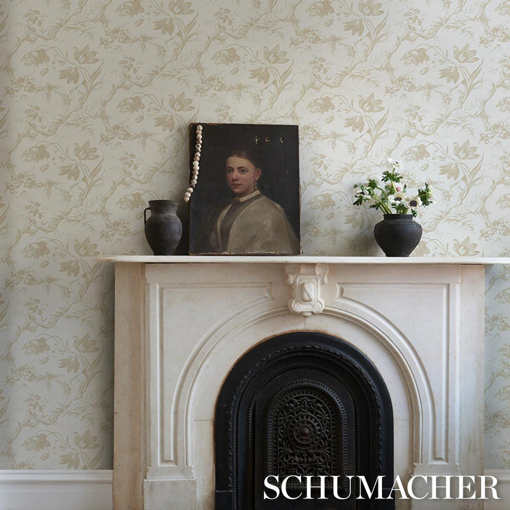 Toile De Fleurs Birch 5009125 by Schumacher Wallpaper Perennial Favorites 13.5" - Fabric Carolina -
