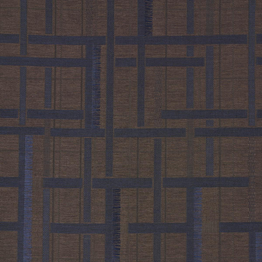 Axel Plaid Wallcovering Navy/Espresso 5015721 by Schumacher Wallpaper Patterson Flynn 55.12" - Fabric Carolina -