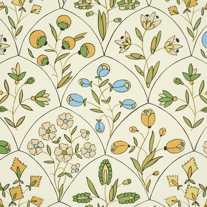 Frances Scallop Floral Document 5015961 by Schumacher Wallpaper Craft Revival 18.0" - Fabric Carolina -