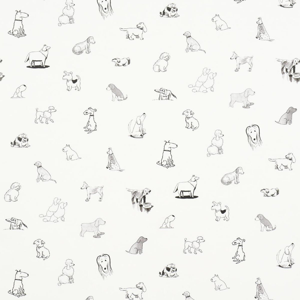 Good Dogs Everywhere Black & White 5016130 by Schumacher Wallpaper The New Yorker 13.5" - Fabric Carolina -