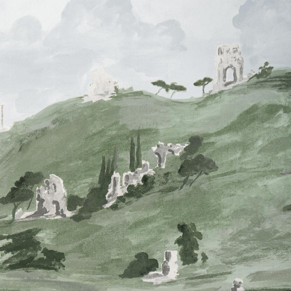 Appian Way 4 Fog 5016041 by Schumacher Wallpaper Backdrop X Xavier Donnelly 192.0" - Fabric Carolina -