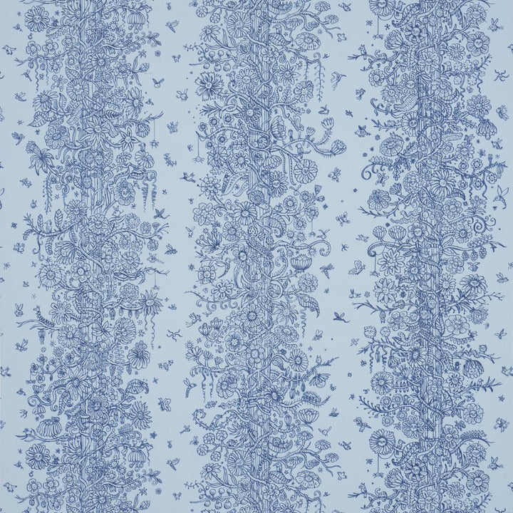 Edward Steed'S Towers Of Flowers Sky Blue & Navy 5016142 by Schumacher Wallpaper The New Yorker 27.0" - Fabric Carolina -