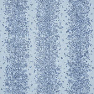 Edward Steed'S Towers Of Flowers Sky Blue & Navy 5016142 by Schumacher Wallpaper