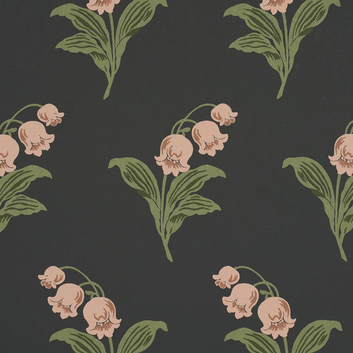Lily Of The Valley Midnight 5016282 by Schumacher Designer Wallpaper Craft Revival 9.0" - Swanky Fabrics -