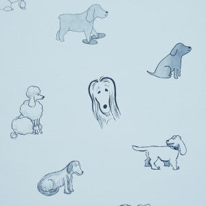 Good Dogs Everywhere Sky & Navy Blue 5016302 by Schumacher Wallpaper