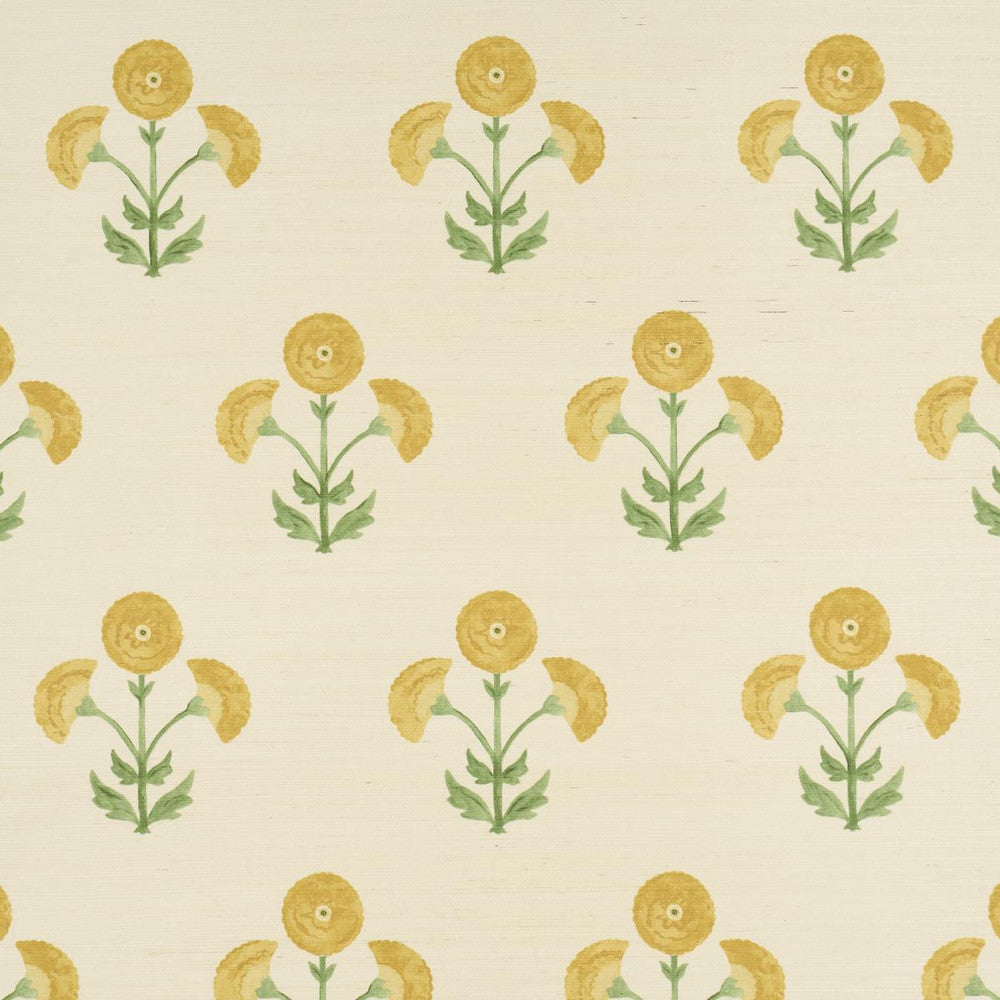 Saranda Flower Sisal Marigold 5016670 by Schumacher Wallpaper Perennial Favorites 34.5" - Fabric Carolina -