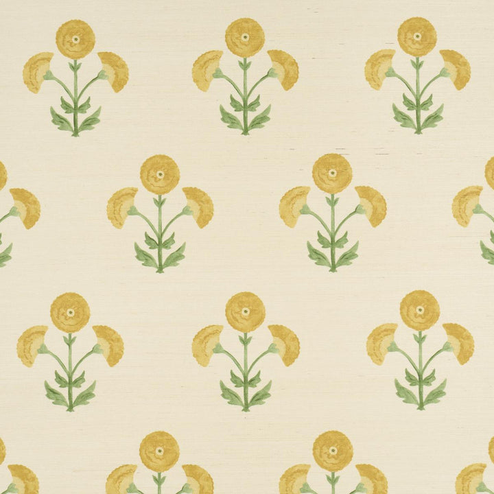Saranda Flower Sisal Marigold 5016670 by Schumacher Wallpaper Perennial Favorites 34.5" - Fabric Carolina -