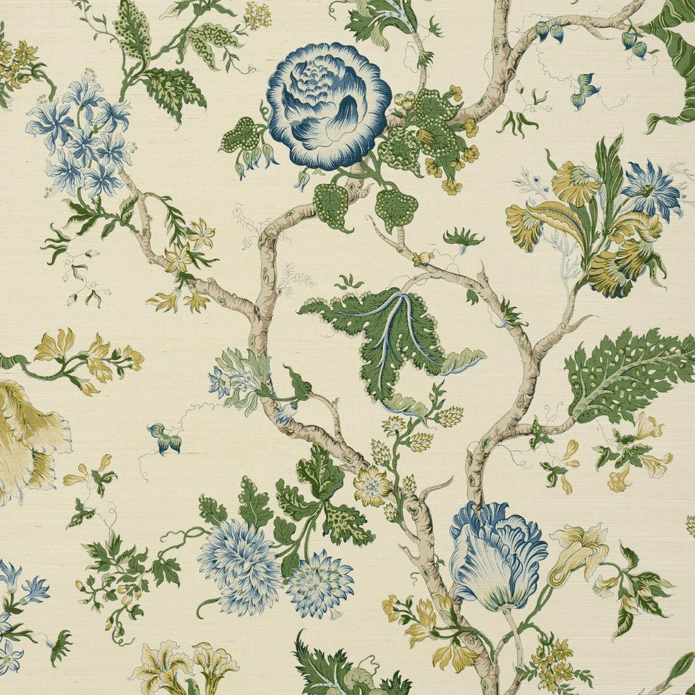 Josephine Sisal Peacock 5016680 by Schumacher Wallpaper Perennial Favorites 32.0" - Fabric Carolina -