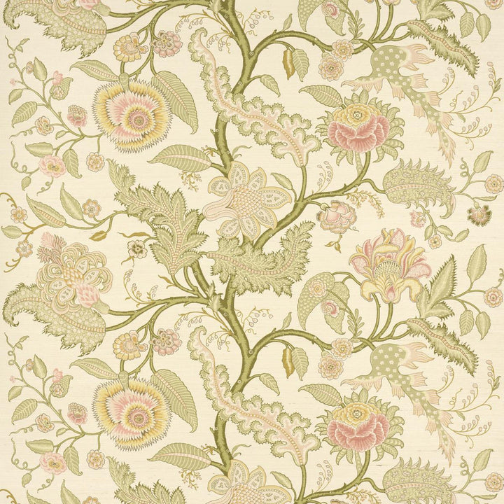 Sinhala Sisal Pink & Green 5016690 by Schumacher Wallpaper Perennial Favorites 34.0" - Fabric Carolina -