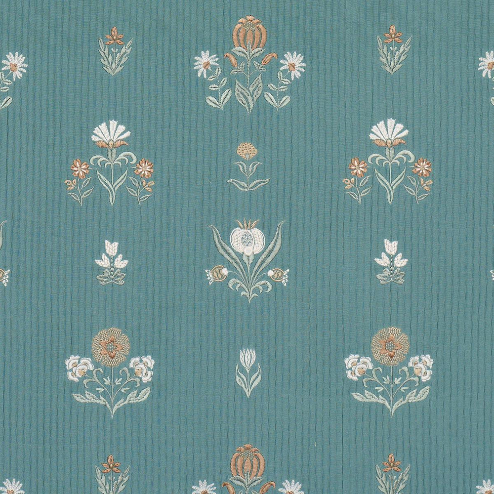 Elmslie Embroidery Teal 84370 by Schumacher Fabric Craft Revival 12.8" - Fabric Carolina -