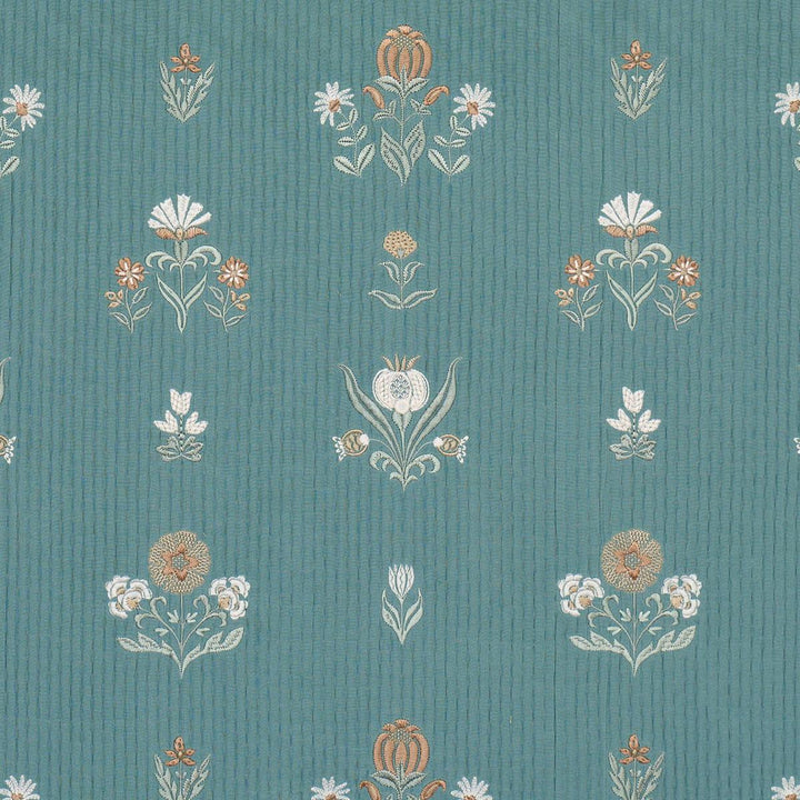 Elmslie Embroidery Teal 84370 by Schumacher Fabric Craft Revival 12.8" - Fabric Carolina -