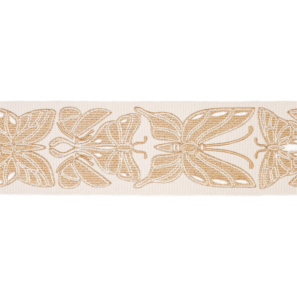 Metamorphosis Tape Ivory & Gold 84381 by Schumacher Trim Craft Revival 2.25" - Fabric Carolina -