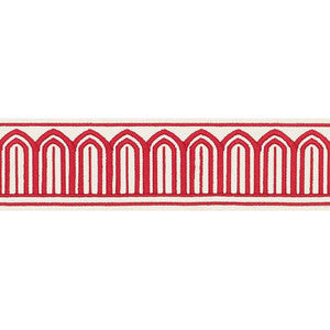 Arches Embroidered Tape Medium Red 70761 by Schumacher Fabric