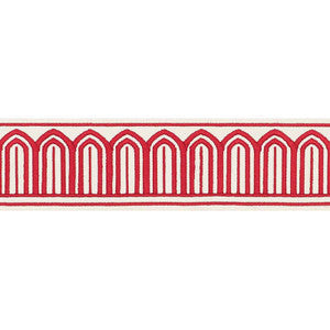 Arches Embroidered Tape Medium Red 70761 by Schumacher Fabric