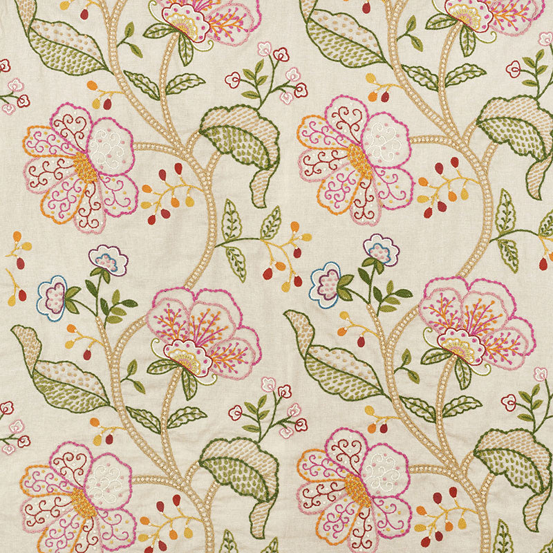 Full Bloom Embroidery Multi 70810 by Schumacher Fabric FULL BLOOM EMBROIDERY See Sample INDIA - </p><p>Repeat: Horizontal: 26" (66CM) and Vertical: 30" (76CM) 52" (133CM) - Fabric Carolina -