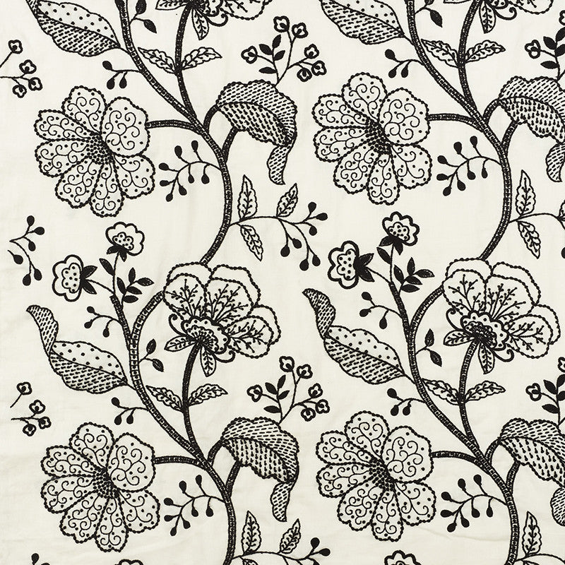 Full Bloom Embroidery Ink 70812 by Schumacher Fabric Contemporary-Embroideries 65% Linen, 35% Cotton - Horizontal: 26 and Vertical: 30 52 - Fabric Carolina -