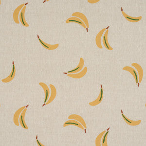 Banana Stand Hand Block Print Ochre And Green On Natural 182370 by Schumacher Fabric