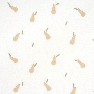 Pears Hand Block Print Buff And Sage On White 182391 by Schumacher Fabric