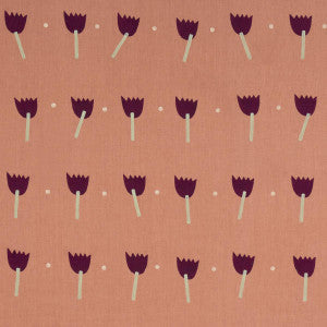 Tulip Play Hand Block Print Violet On Rust 182401 by Schumacher Fabric