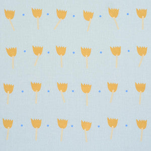 Tulip Play Hand Block Print Ochre On Sky 182400 by Schumacher Fabric