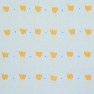 Tulip Play Hand Block Print Ochre On Sky 182400 by Schumacher Fabric