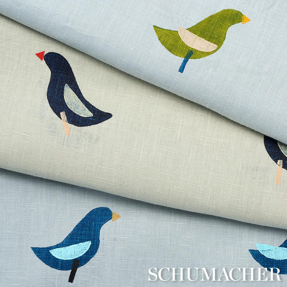 Birds Hand Block Print Black On Natural 182380 by Schumacher Fabric Caroline Z Hurley 51.0" - Fabric Carolina -