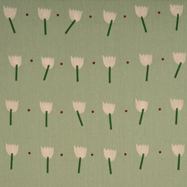 Tulip Play Hand Block Print Peach On Sage 182402 by Schumacher Fabric Caroline Z Hurley 34.5" - Fabric Carolina -