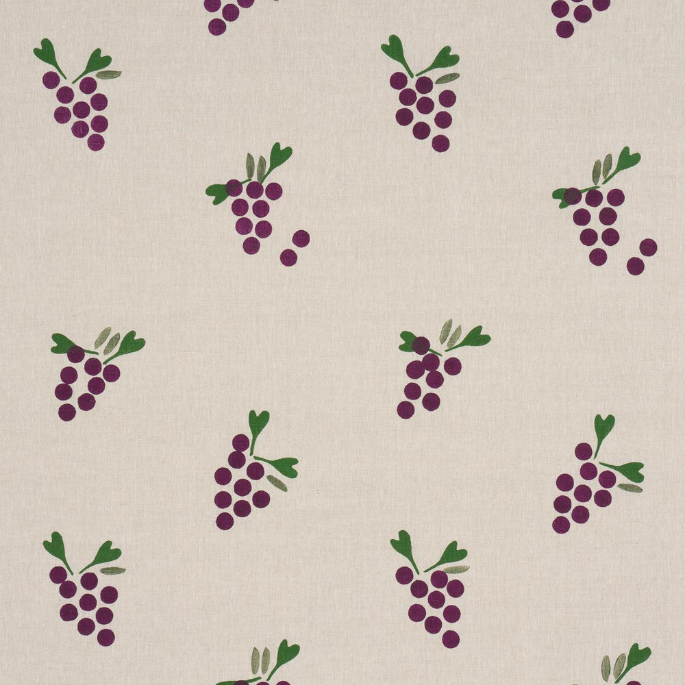 Grapes Hand Block Print Purple On Natural 182420 by Schumacher Fabric Caroline Z Hurley 17.5" - Fabric Carolina -