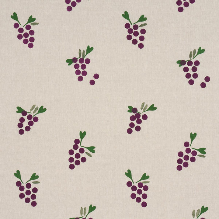 Grapes Hand Block Print Purple On Natural 182420 by Schumacher Fabric Caroline Z Hurley 17.5" - Fabric Carolina -
