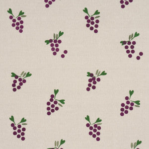 Grapes Hand Block Print Purple On Natural 182420 by Schumacher Fabric