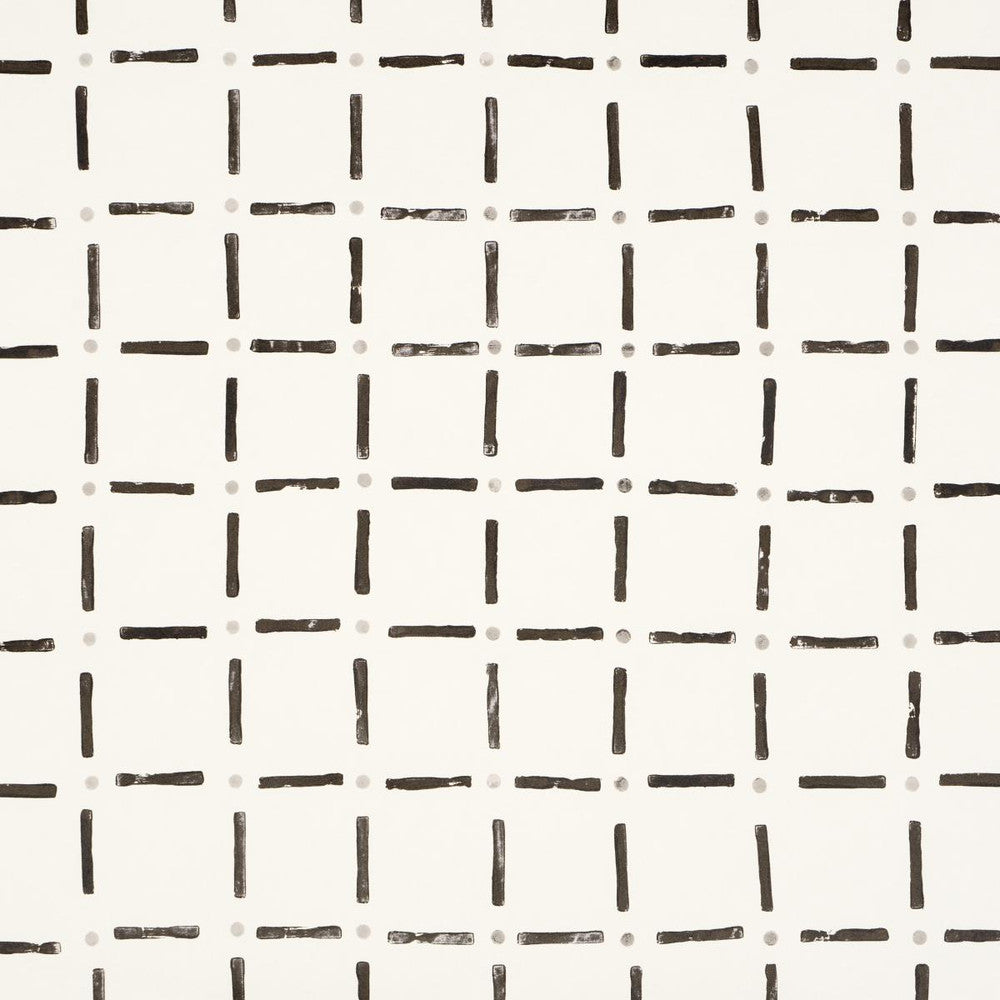 Drifting Grid Black 5015610 by Schumacher Wallpaper Caroline Z Hurley 27.0" - Fabric Carolina -