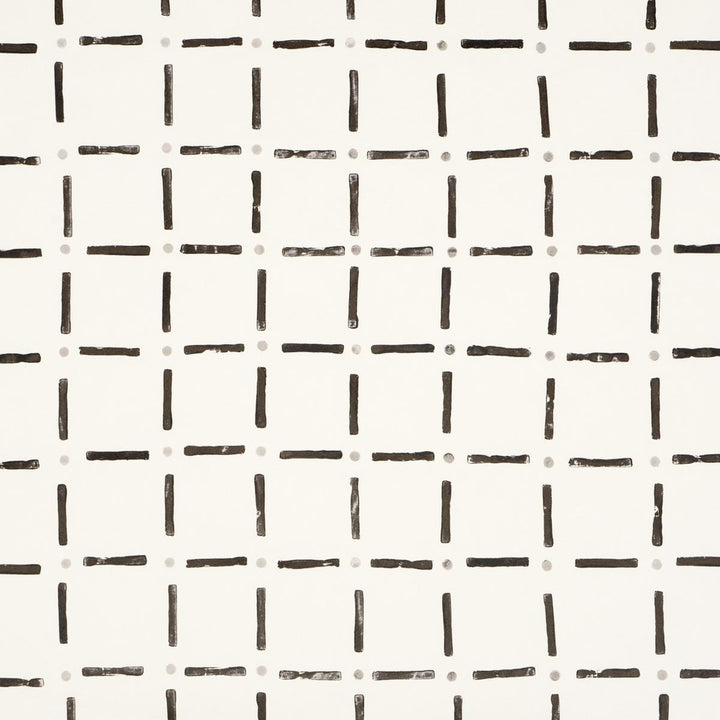 Drifting Grid Black 5015610 by Schumacher Wallpaper Caroline Z Hurley 27.0" - Fabric Carolina -