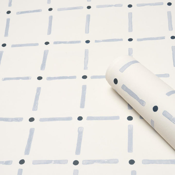 Drifting Grid Sky 5015611 by Schumacher Wallpaper Caroline Z Hurley 27.0" - Fabric Carolina -
