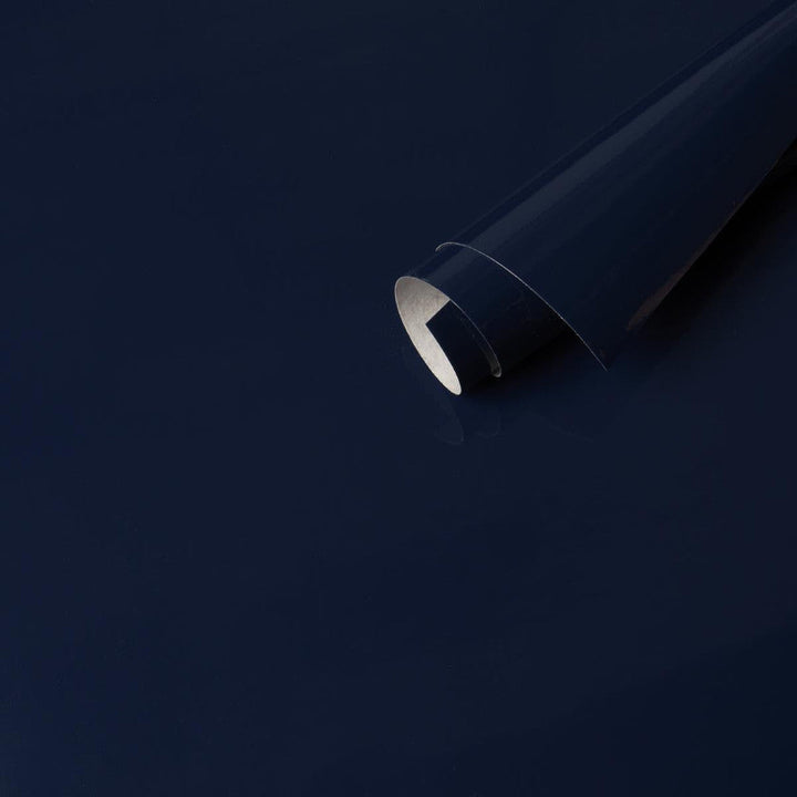 Ace Faux Lacquer Performance Vinyl Navy 5015941 by Schumacher Designer Wallpaper Perfect Basics: Vinyl Wallcovering - Swanky Fabrics -