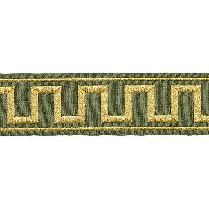 Greek Key Embroidered Tape Olive 70809 by Schumacher Trim Perennial Favorite Trims 1.75" - Fabric Carolina -