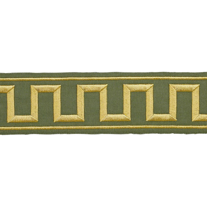 Greek Key Embroidered Tape Olive 70809 by Schumacher Designer Trim Perennial Favorite Trims 1.75" - Swanky Fabrics -