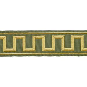 Greek Key Embroidered Tape Olive 70809 by Schumacher Trim