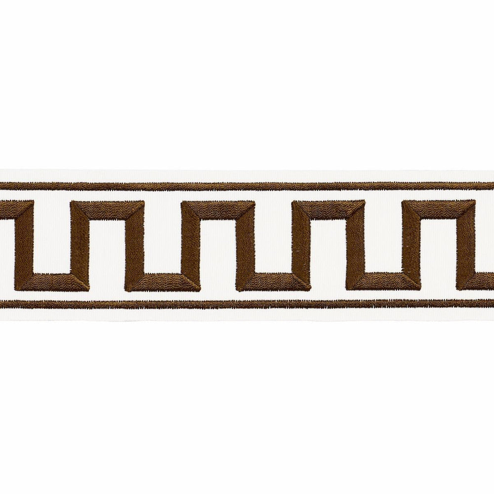 Greek Key Embroidered Tape Brown 70808 by Schumacher Trim Perennial Favorite Trims 1.75" - Fabric Carolina -