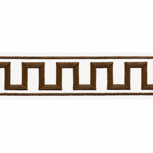 Greek Key Embroidered Tape Brown 70808 by Schumacher Trim