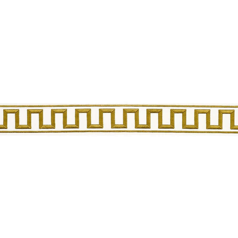 Greek Key Embroidered Tape Gold 70813 by Schumacher Trim Perennial Favorite Trims 1.75" - Fabric Carolina -